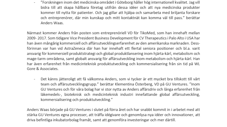 GU Ventures presenterar sin nye affärsutvecklare Anders Waas!