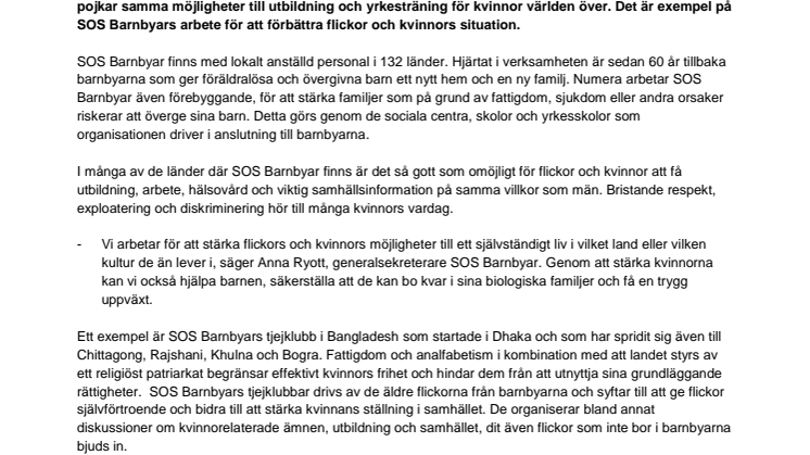 SOS Barnbyar stärker kvinnor världen över året runt