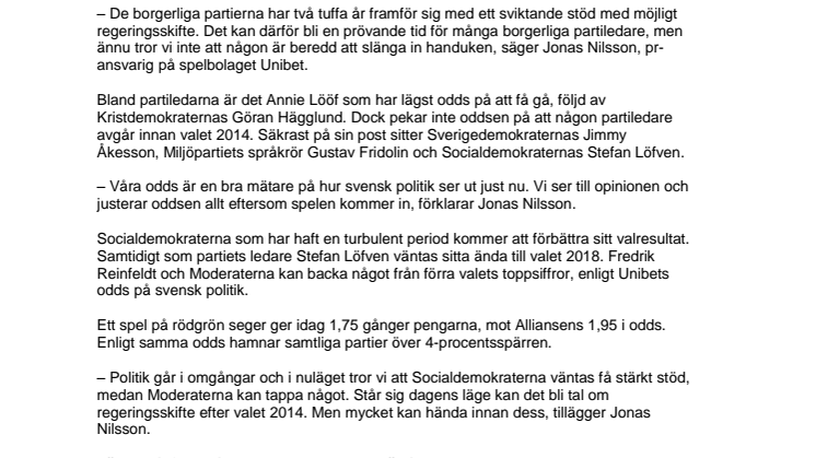 Här är oddsen på svensk politik – två år innan nästa val