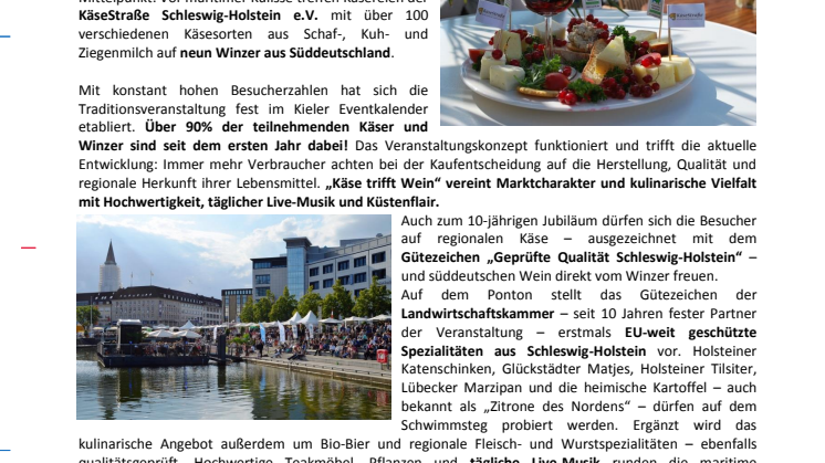 Genussfestival zum Wochenende - Käse trifft Wein am Kieler Bootshafen