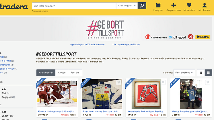 ​Tradera vill att du ska #geborttillsport