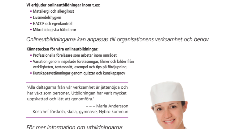 Onlineutbildningar för storhushåll