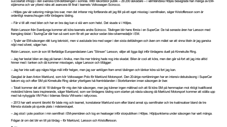 Ung Volkswagentrio i kamp om SM-medaljer i rallycross