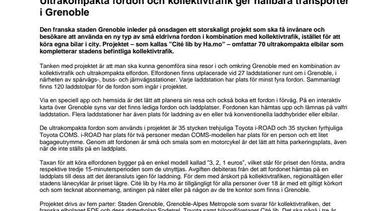 Ultrakompakta fordon och kollektivtrafik ger hållbara transporter i Grenoble 