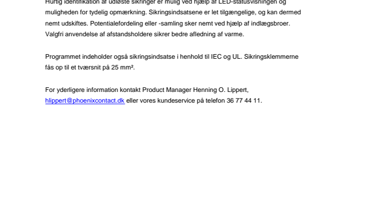 Sikringsklemmer op til 1000 V