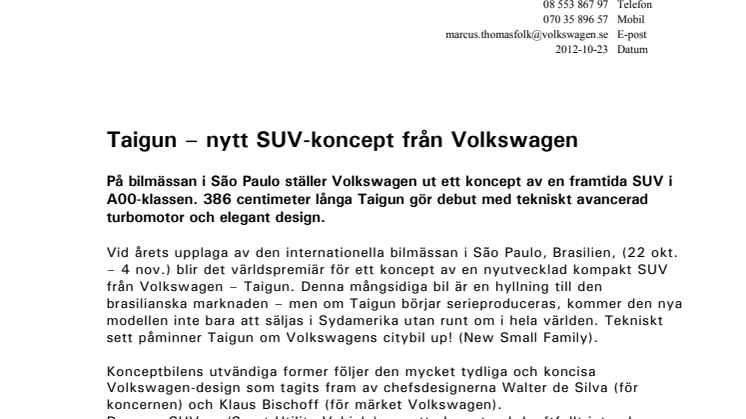 Taigun – nytt SUV-koncept från Volkswagen