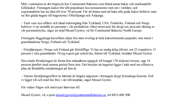 Fler anställs i kakfabriken tack vare exportframgångar 