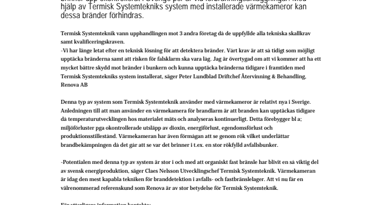 Termisk Systemteknik ska stoppa bränder