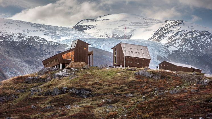 Tungestølen comprises nine pentagonal- and oblique-shaped cabins. Photo: Snøhetta