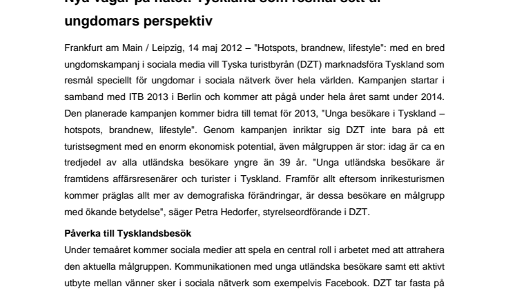 Nya vägar på nätet: Tyskland som resmål sett ur ungdomars perspektiv 