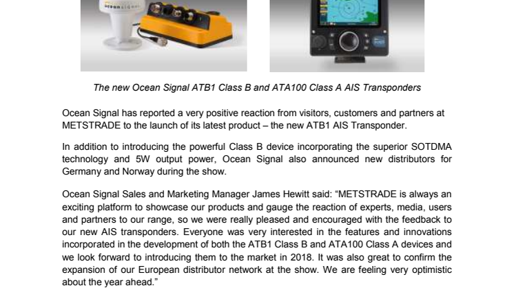 Ocean Signal Launches Latest Products and  New Partnerships at METSTRADE