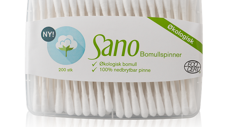 Sano bomullspinner med miljøvennlig pinne av papp