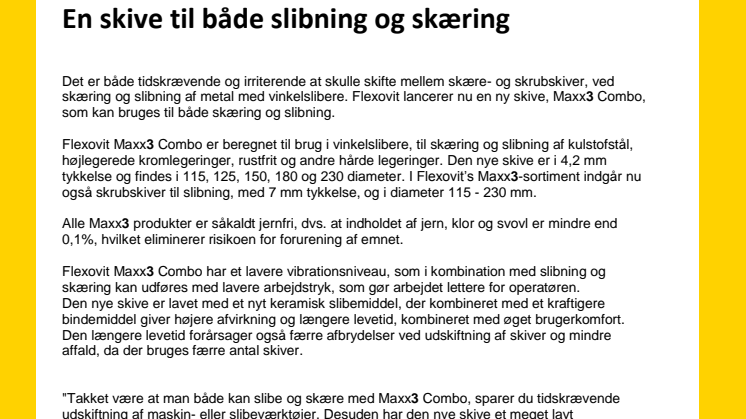 Nye skive til både slibning og skæring