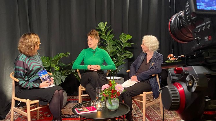 Från studioinspelning av programmet Trygg arbetsplats med bla. Elinor Torp