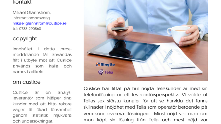 Telia sämsta leverantören av sina egna tjänster. Ringup bäst.