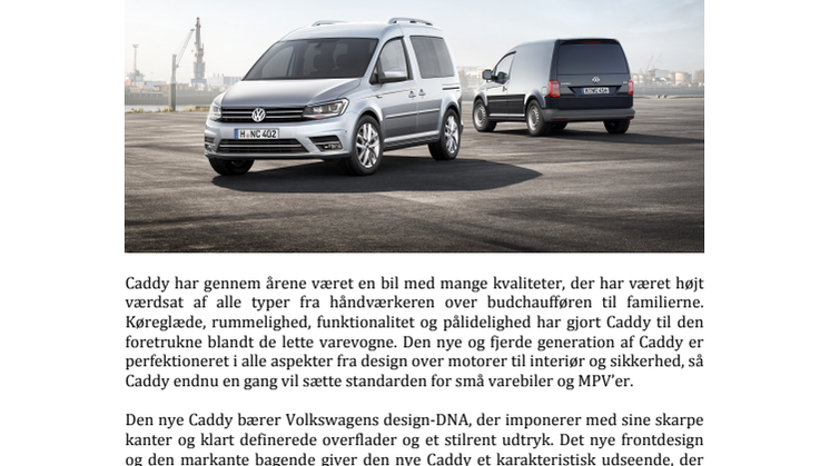 ​Den nye Caddy - verdenspremiere på fjerde generation af en bestseller