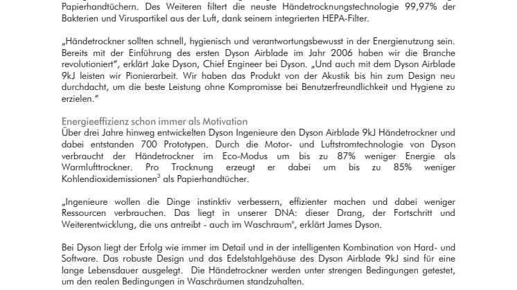 Dyson stellt den Dyson Airblade 9kJ Händetrockner vor