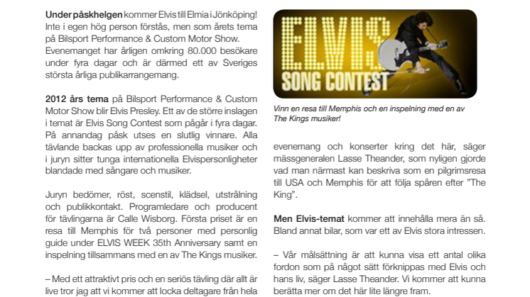 Elvis Song Contest på Elmia i påsk