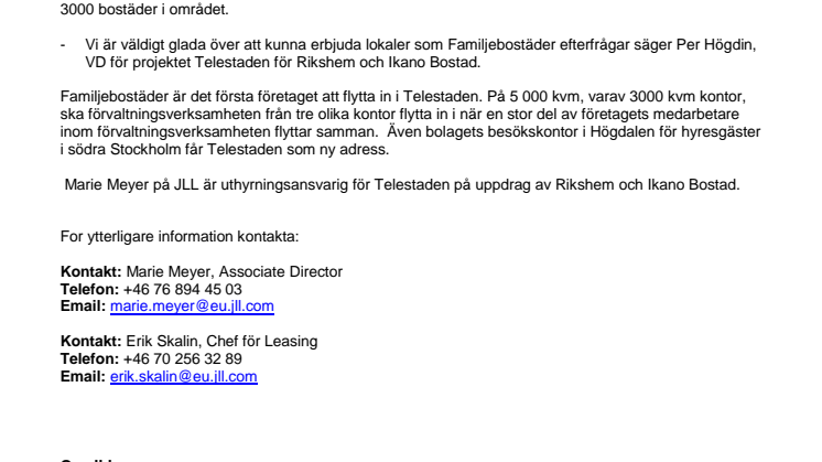 Familjebostäder flyttar in i Telestaden