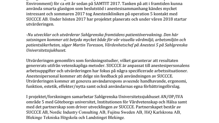 Sahlgrenska utvärderar smarta glasögon för anestesipersonal