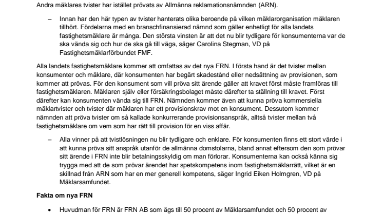 Fastighetsmäklarbranschen får ny gemensam tvistlösningsnämnd  