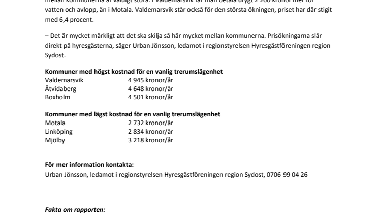 Valdemarsvik har dyrast vatten och avlopp i länet