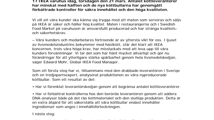 Idag börjar alla IKEA restauranger sälja nyproducerade köttbullar