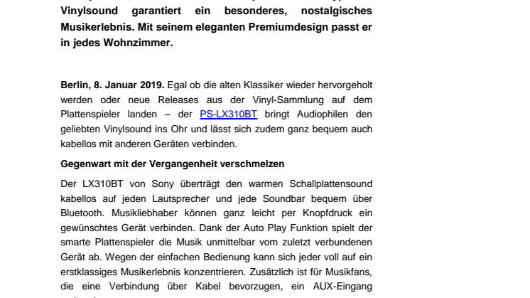 Klassischer Vinylsound in modernem Gewand: Der neue kabellose Plattenspieler von Sony