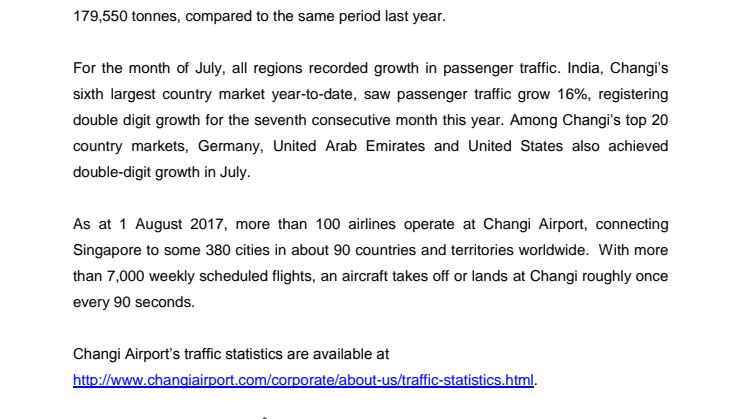 Operating Indicators for July 2017