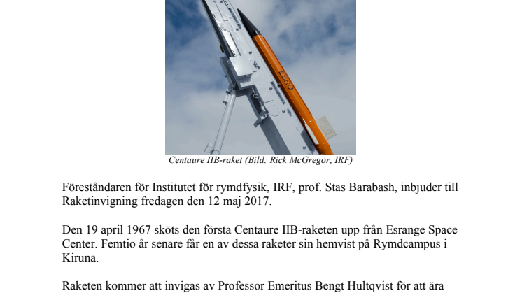 Raketinvigning på Rymdcampus i Kiruna