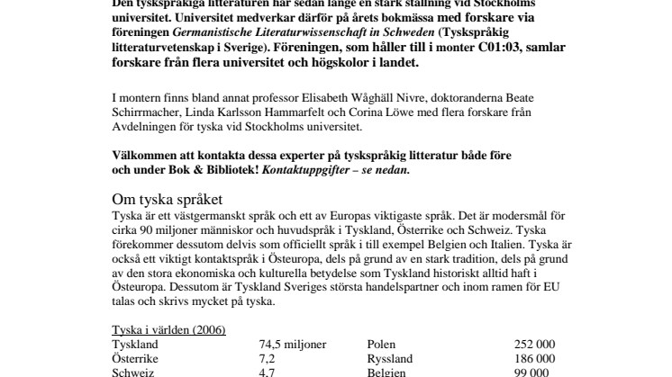 Stockholms universitet på Bok & Bibliotek: Litteratur på tyska lockar många forskare  