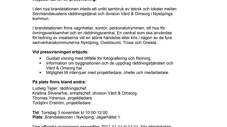 Visning av den nya brandstationen i Nyköping