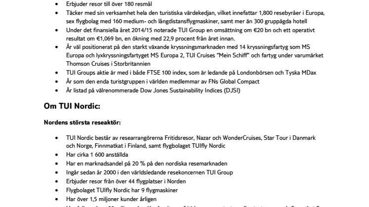TUI Nordic Press kit