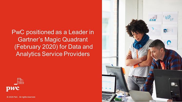 PwC positioned as a Leader in Gartner Magic Quadrant for Data and Analytics Service Providers