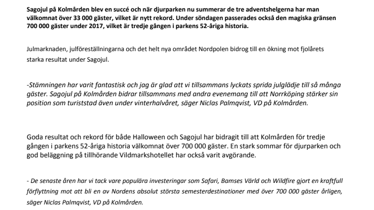 Besökssuccé för Kolmården!