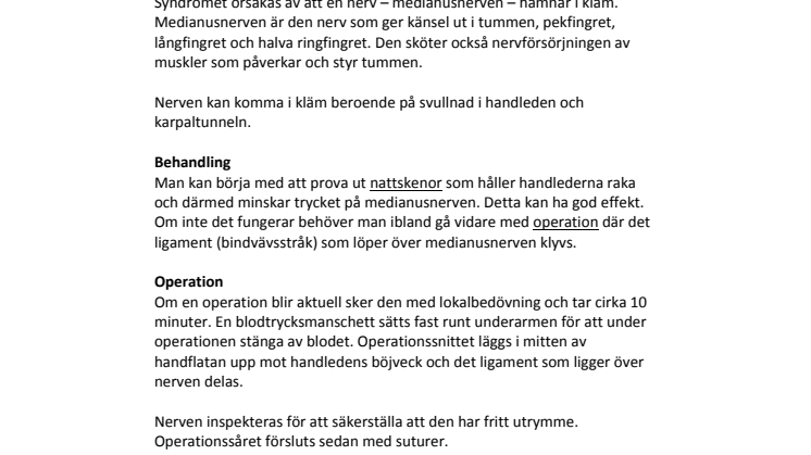 Karpaltunnelsyndrom – smärta i handen och fingrarna