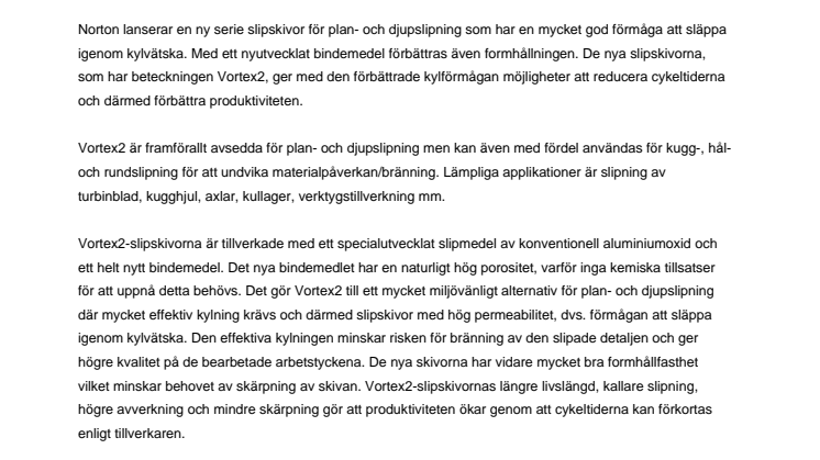 Nya slipskivor för plan- och djupslipning ökar produktiviteten