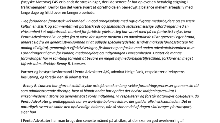 Adm. Direktør i Penta Advokater fratræder 1. april