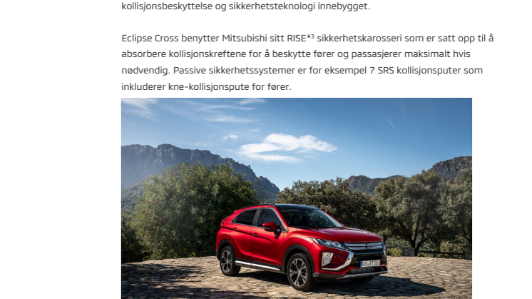 Mitsubishi Eclipse Cross med full score i JNCAP kollisjonstest
