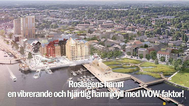 SPA-hotell, bostäder och pir-byggnad i trä när AF gruppen bygger i Norrtälje hamn