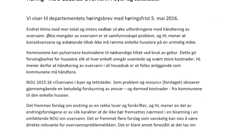 Høring overvann