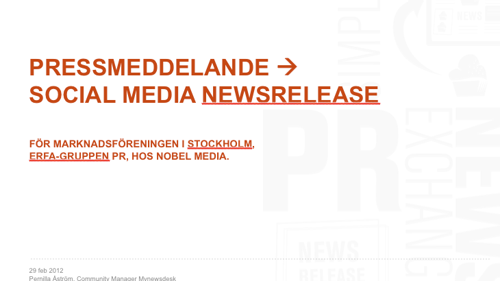 Social Media Newsrelease - för Marknadsföreningen i Stockholm