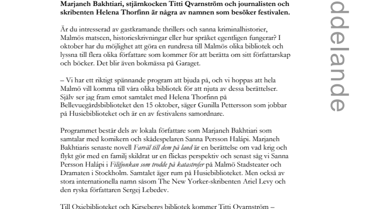 Författarfestival bjuder in till rundresa på Malmös bibliotek