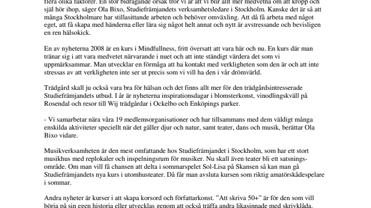 Studiefrämjandets vår- och sommarprogram 2008