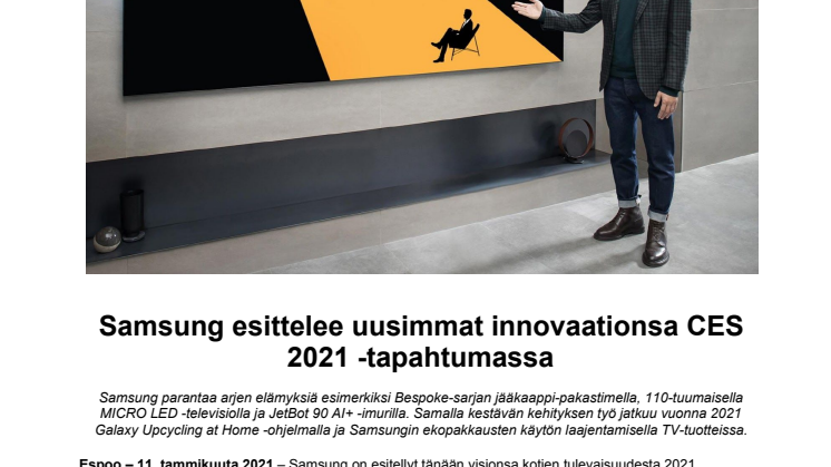Samsung esittelee uusimmat innovaationsa CES 2021 -tapahtumassa
