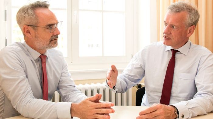 Diskutieren die Digitalisierung im Gesundheitswesen: Kai Brüning und Prof. Dr. Ferdinand M. Gerlach (v. l.), Quelle: apoBank