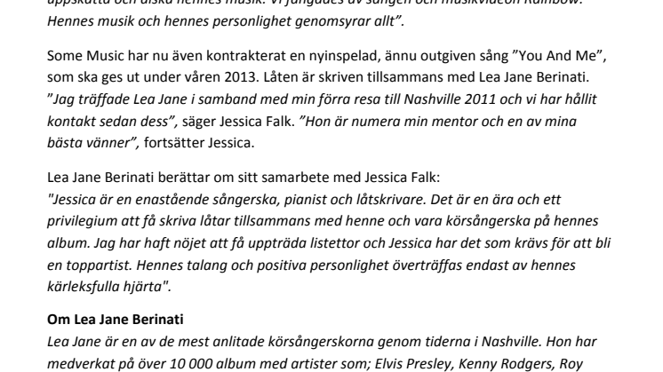 Jessica Falks Rainbow, 8:e plats på Koreas Topp100 lista. Nu nytt skivkontrakt med Some Music.