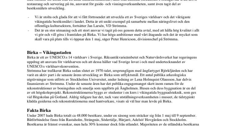 Strömma utökar sitt publika engagemang på Birka