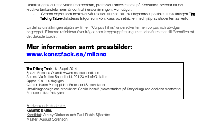 Konstfack i Milano med talande bord