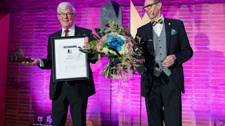 Kjell Berggren tillsammans med Kommunfullmäktiges förste vice ordförande Ulrik Nilsson vid Stadshusmiddagen i lördags.